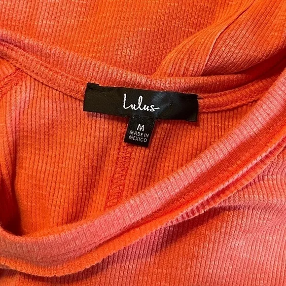 Lulu’s Cute Charisma Coral Pink Short Sleeve Slub Cropped Oversized Slouchy Tee - Picture 10 of 12